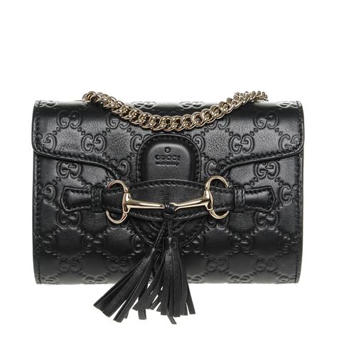 gucci guccissima mini emily shoulder bag black|guccissima shoulder bag black.